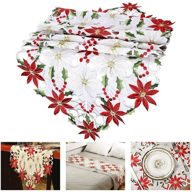 Hollow Out Table Runner with Poinsettia Flowers 70 x 15 Inch Christmas Poinsettia Table Runner for Table Decorations Aytai Embroided Table Runners Christmas Table Runners Hollow Out Table Runner with Poinsettia Flowers 70 x 15 Inch Christmas Poinsettia Table Runner for Table Decorations Aytai Embroided Table Runners Christmas Table Runners